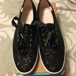 New in box Kate Spade Keds in Black glitter